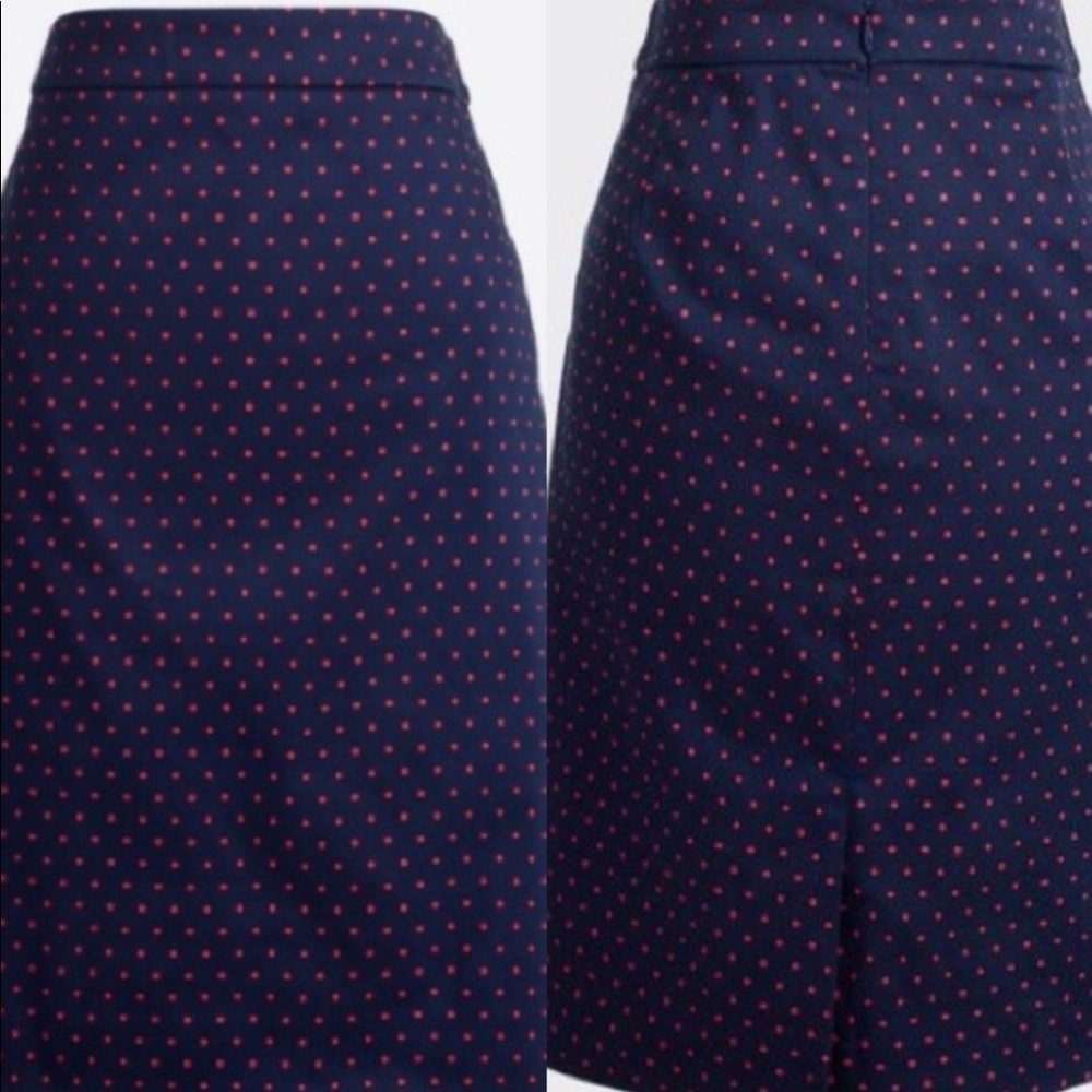 J. Crew Navy/Red Polka Dot Pencil Skirt Sz0